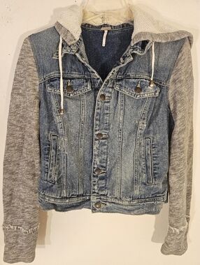 Free People Denim & Knit Hoodie